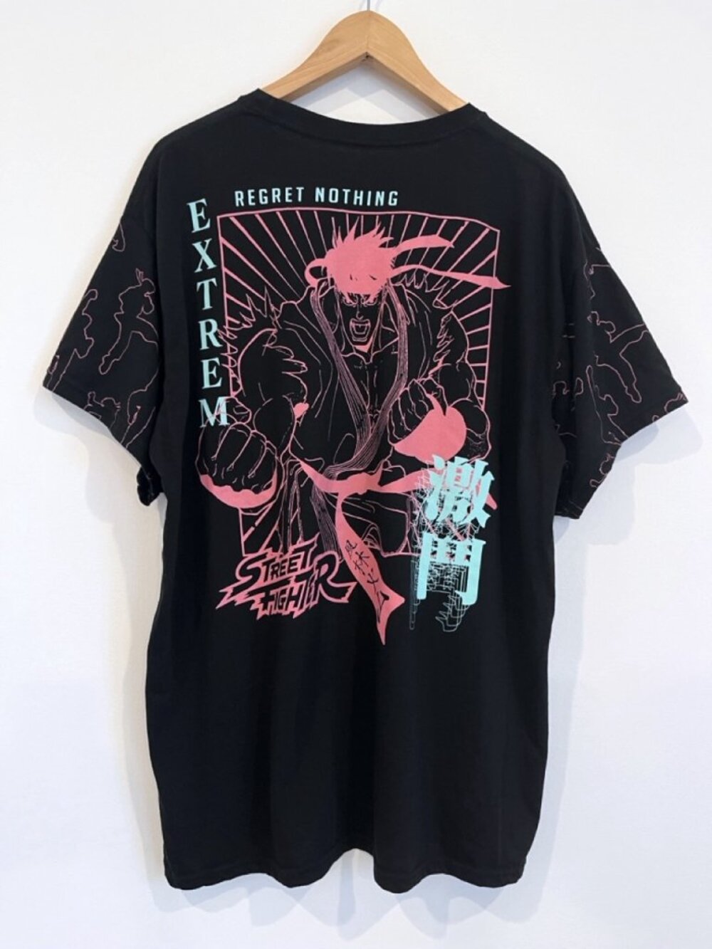 Street Fighter Ryu Regret Nothing Black Tee L Capcom game Extreme